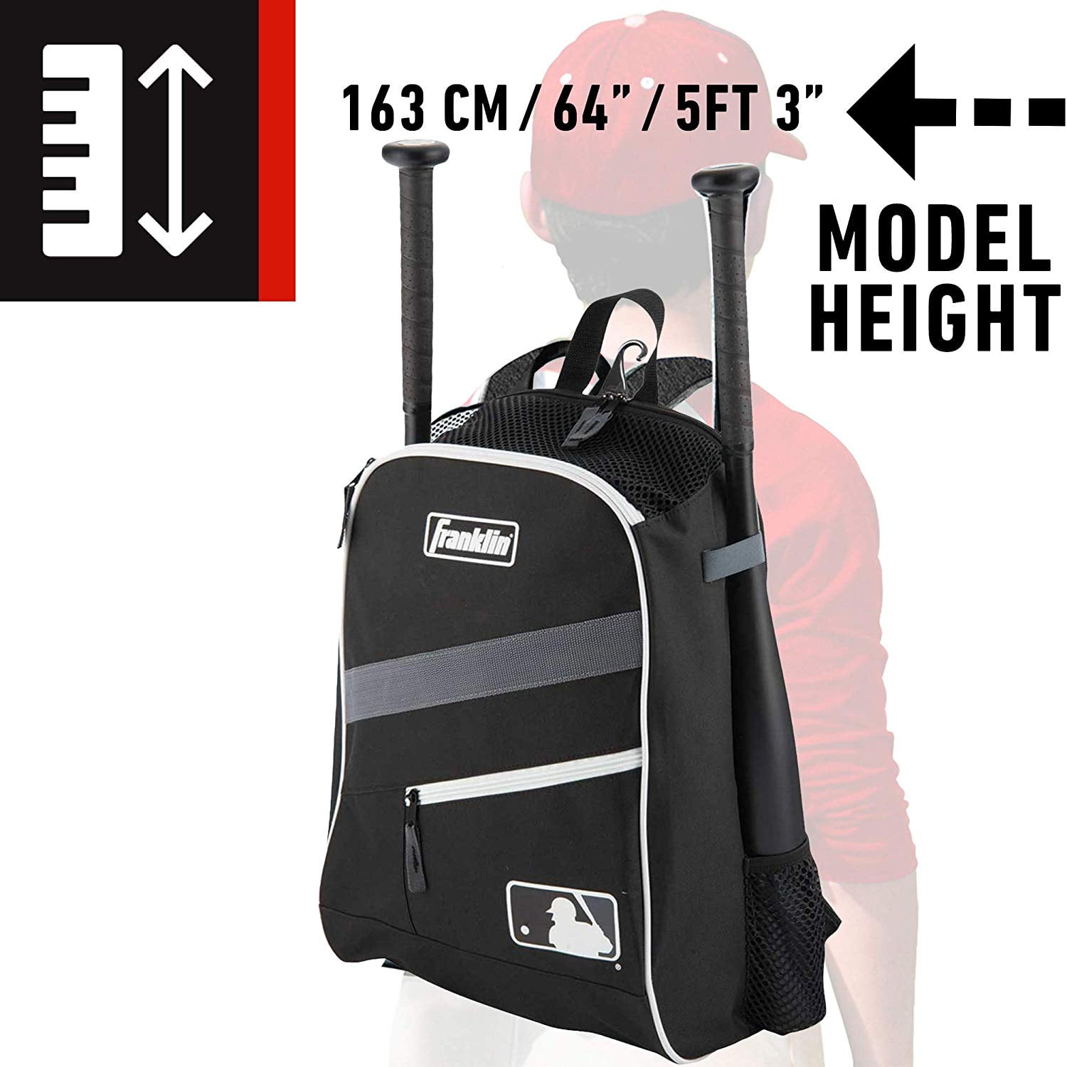 Franklin Sports Youth Baseball Backpack Bag - MLB Batpack - Black/Gray -  Walmart.com