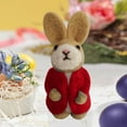 thumbnail image 3 of ADruer Easter Bunny Wool Felted Bunny, Easter Decorations, Bunny Stuffed Animal, Cute Handcraft Felted Animal Figurine for Spring Easter Decor Gifts Easter Egg Stuffer (Red), 3 of 4