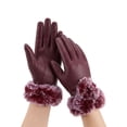thumbnail image 2 of Deago Winter PU Leather Gloves for Women, Wool Fleece Lined Warm Gloves, Touchscreen Texting Thick Thermal Snow Driving Gloves (Red), 2 of 8