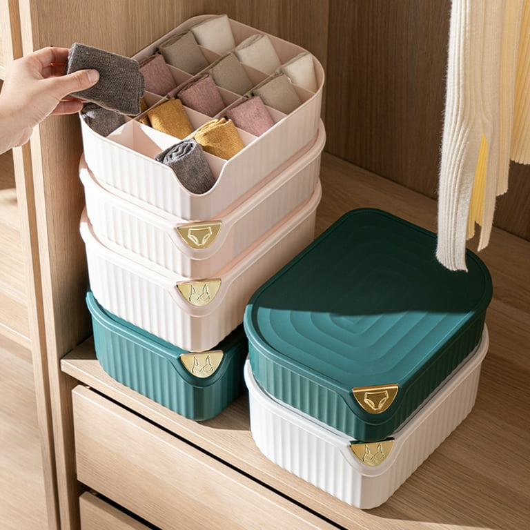 Yesbay Underwear Storage Box Multi Grids Moisture Proof Free Stacking High  Capacity Storage Dust-proof with Lid Artifact Bra Organizer for Drawer