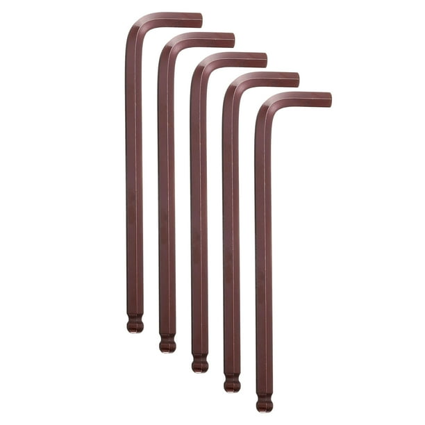 Uxcell 5pcs Llave Hexagonal con Extremo de Bola 5/16" SAE Acero S2 Mango Largo Llave Hexagonal en L Herramienta de Reparación para Hogar Bicicleta Reparación de Motocicletas, Rojo Marrón