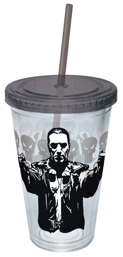 Marvel Plastic Mug Punisher Guns Drawn Cup w/Straw New 10244 