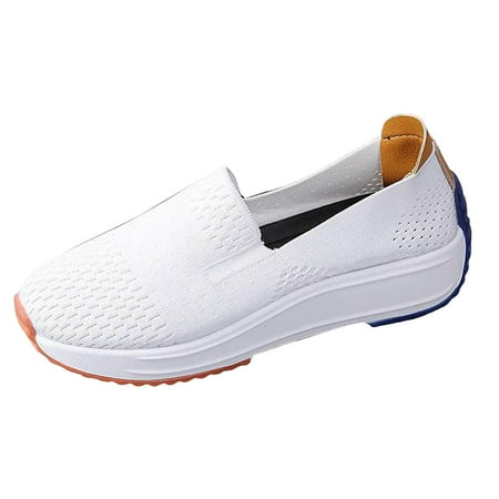 

Fauean Casual Shoes for Women Comfortable Lightweight Slip on Sneakers Flat Walking Shoes White Size 40