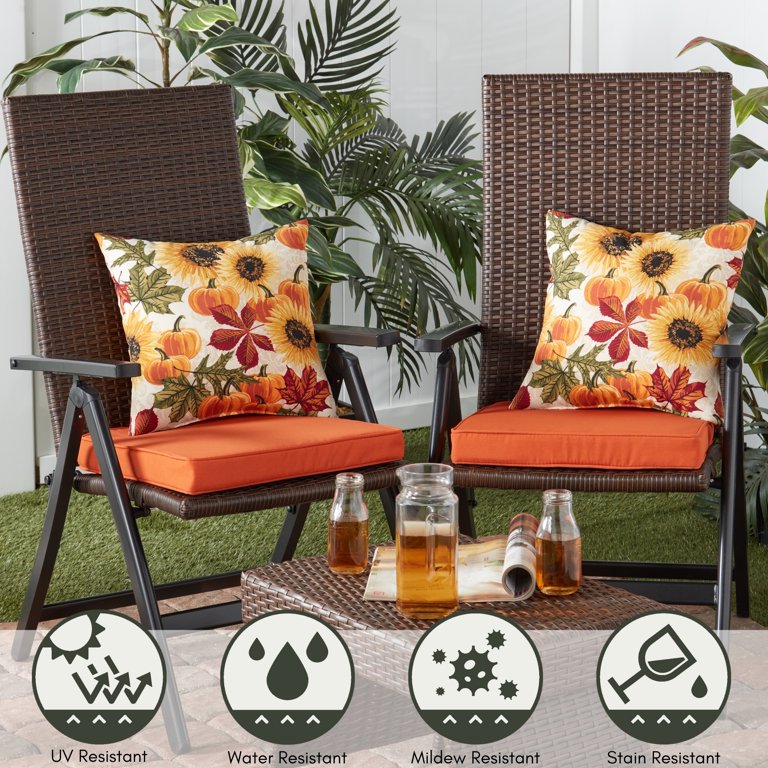 Greendale Home Fashions 18 x 18 Rust Square Outdoor Chair Pad