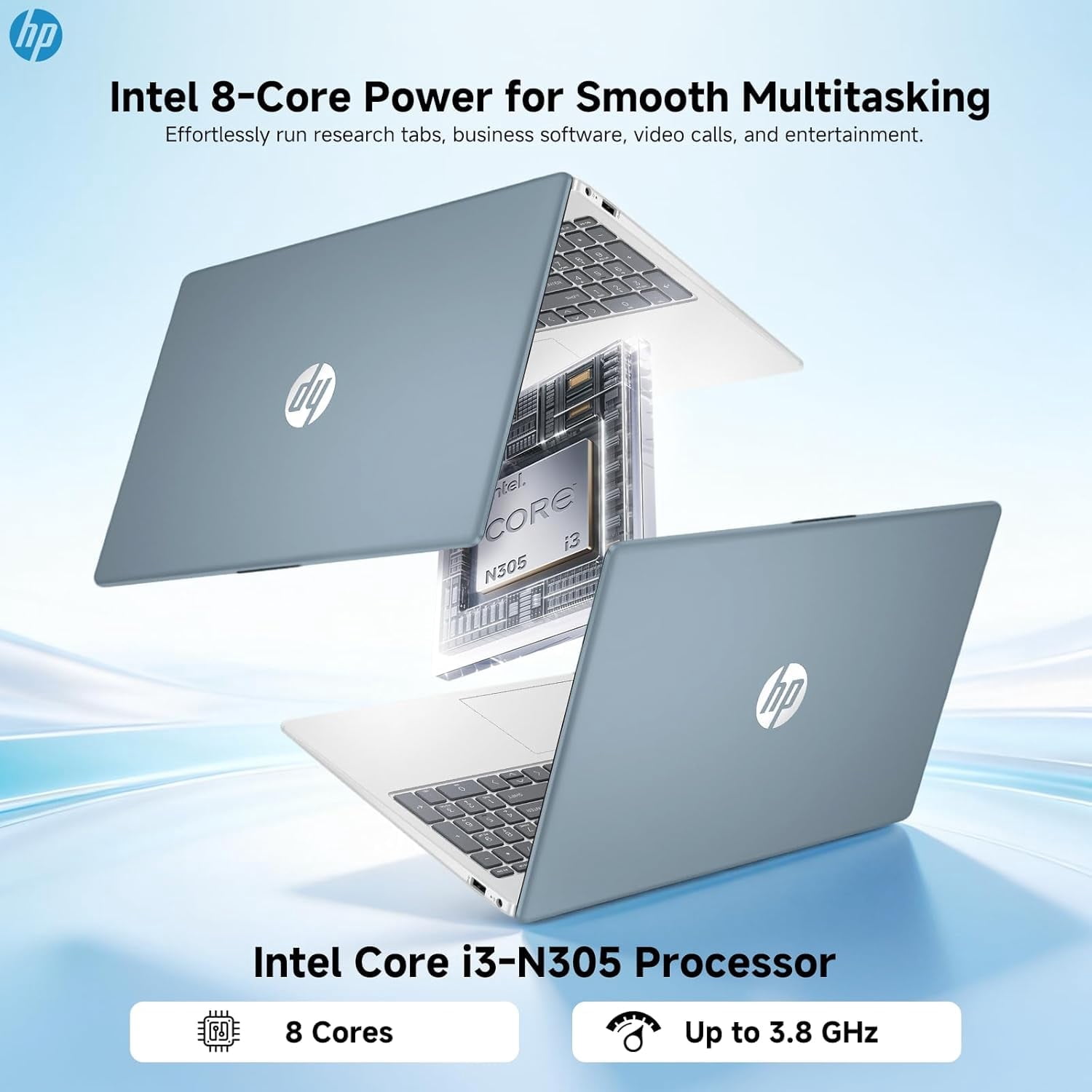 HP 15.6-inch Touchscreen Laptop Computer - 15.6'' FHD Anti-Glare Touch • 8GB RAM, 512GB SSD • Intel 8-Core i3-N305 • Win 11Pro • Ai Copilot • WiFi-6 • Long Battery Life • Laptop for Business(Blue)
