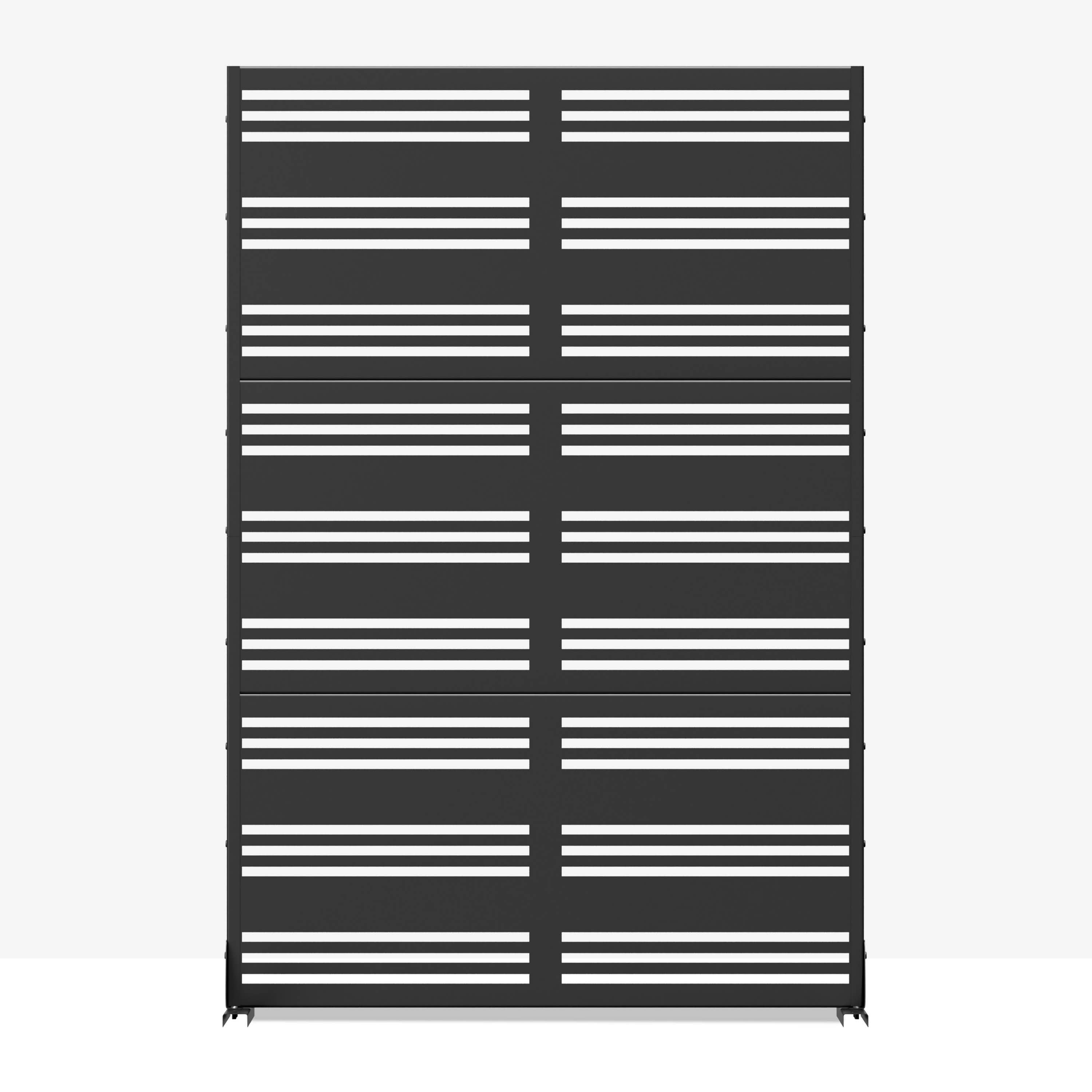MAYEERTY 72x47x16 Inch Black Wide 1 Narrow 2 Louvered Galvanized Steel Privacy Screen for Outdoor Street