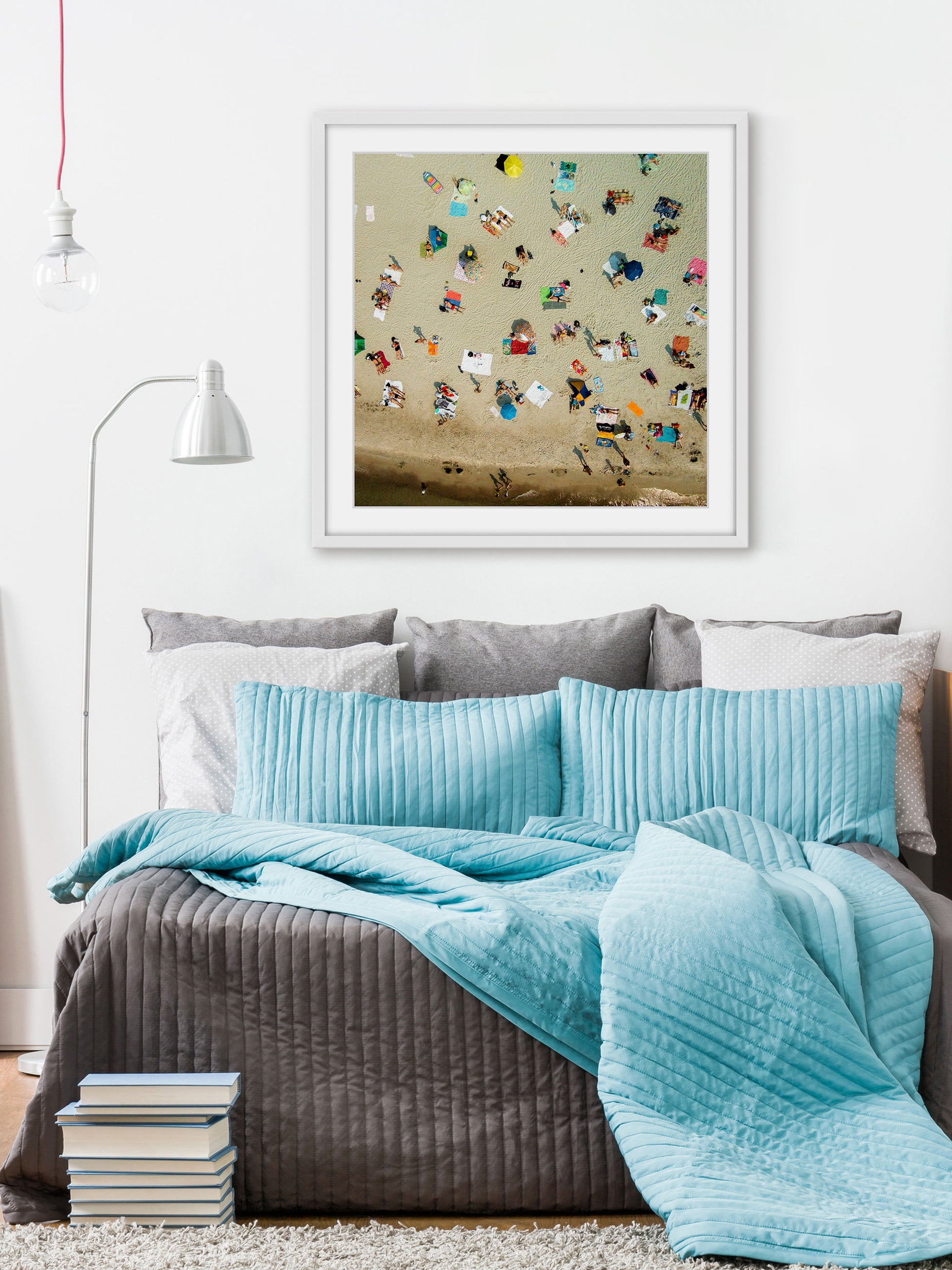"Beach Towels" Framed Painting Art Print, 24.0" x 1.5"
