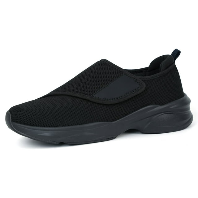 JABASIC Hombres Zapatos Ortopédicos para Diabéticos Zapatos para Edema para Pies Hinchados (US8/MX25.5,Negro)
