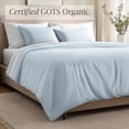 thumbnail image 4 of Bare Home Organic Cotton Duvet Cover Set - 400 Thread Count - Sateen Weave - King, Winter Blue, 3-Pieces, 4 of 10
