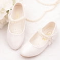 thumbnail image 2 of Zapatos de cuero blancos para niñas de primavera y otoño, zapatos planos blancos para niñas, uniforme escolar para niñas, zapatos de vestir para fotografía, perla, 2 of 6