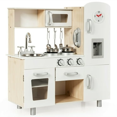 Gymax Vintage Play Kitchen Pretend Kids Cooking Playset Toys w/Water Dispense