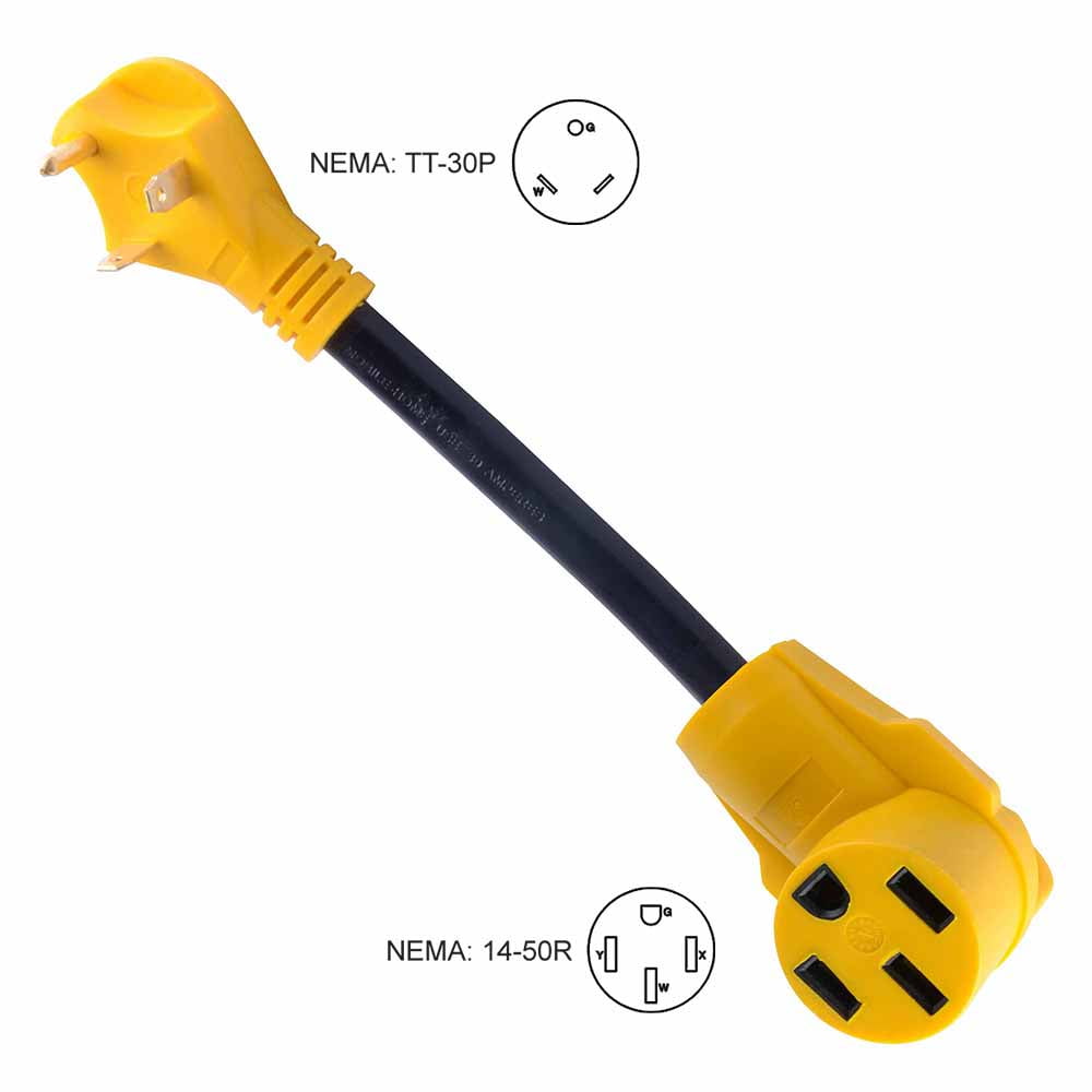 Superior Electric RVA1503 30 Amp Male to 50 Amp Female Dogbone Adapter RV Electrical Converter Cord Cable