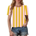 thumbnail image 3 of Puntoco Tops Blouses for women Clearance 2025,Womens Summer Tops 2025 Color Block Shirts Casual Crewneck Oversized Tshirts Ribbed Knit Tees Blouse Orange XXL(XXL), 3 of 7
