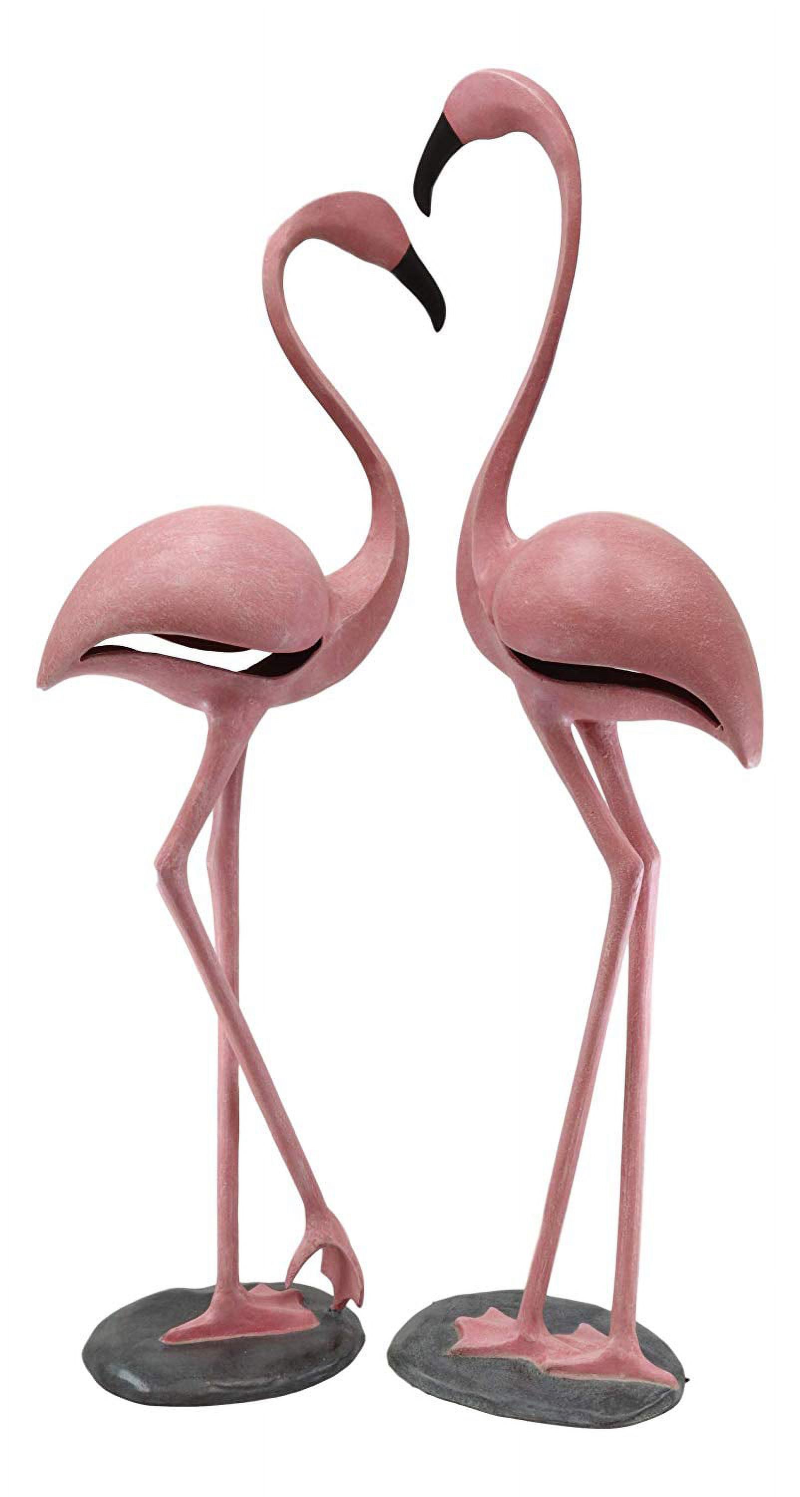 Ebros Large Set of 2 Colorful Tropical Rainforest Pink Flamingo Garden Statues - image 5 of 6