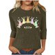 thumbnail image 1 of Mujeres 3/4 Manga Tops Y Blusas Impresas Cuello Redondo Casual Otoño Invierno Blusa, 3/4 Manga Casual Tops para Mujeres, 1 of 7