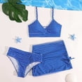 thumbnail image 2 of OYXSER Girls Tankini Swimsuit 2 Piece Bathing Suit for Teens Cute Bikini Swimwearwith Cover Ups Beach Skirt, Blue 7-8Y, 2 of 6
