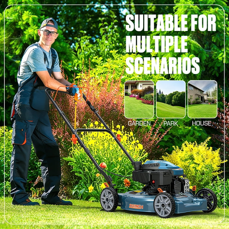 Senix, Gas Lawn Mower, 20-Inch, Blue, 144cc 4-Stroke Engine