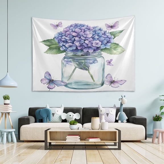 WOBOGO Hydrangea Vase Tapestry 60×40in Home Living Room Bedroom Wall Hanging Ornaments