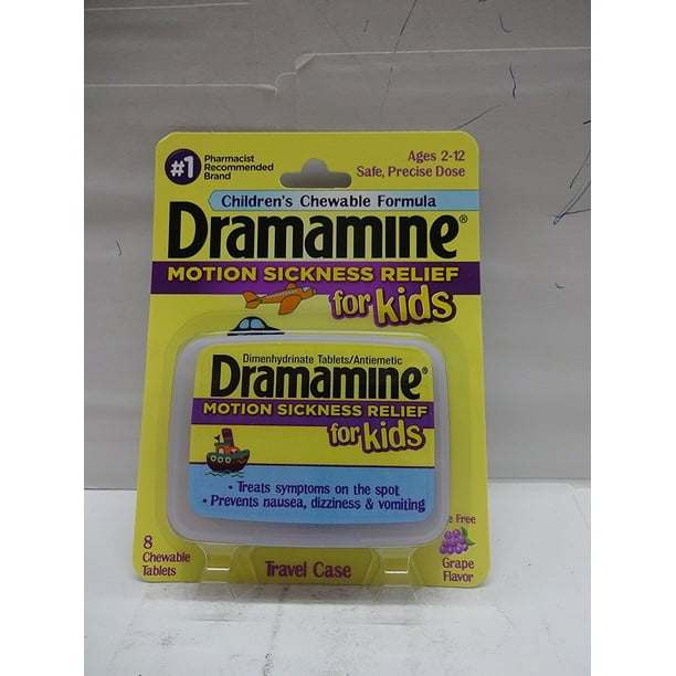 Dramamine Motion Sickness Relief for Kids Chewable Tablets Grape 8