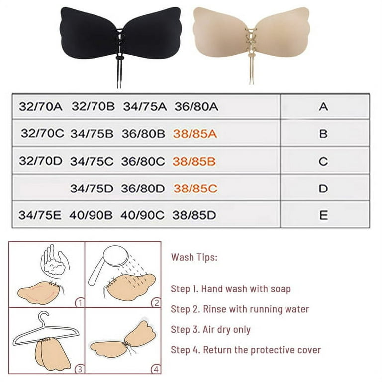 KyFree 2-Pack Sticky Strapless Push Up Backless Self Adhesive Bra for Women  (A to E Cup) with Adhesive Bra 