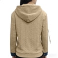 thumbnail image 4 of Women's Denim Patchwork Lapel Collar Long Sleeve Tops Casual Loose Work 2 in 1 Layered Pullover Shirt V Neck Long Sleeve Shirts Sweater with Denim Trim, 4 of 5
