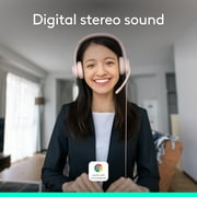 Logitech H390 Wired Headset for PC/Laptop, Stereo Headphones with Noise Cancelling Microphone, USB-A, In-Line Controls, Rose