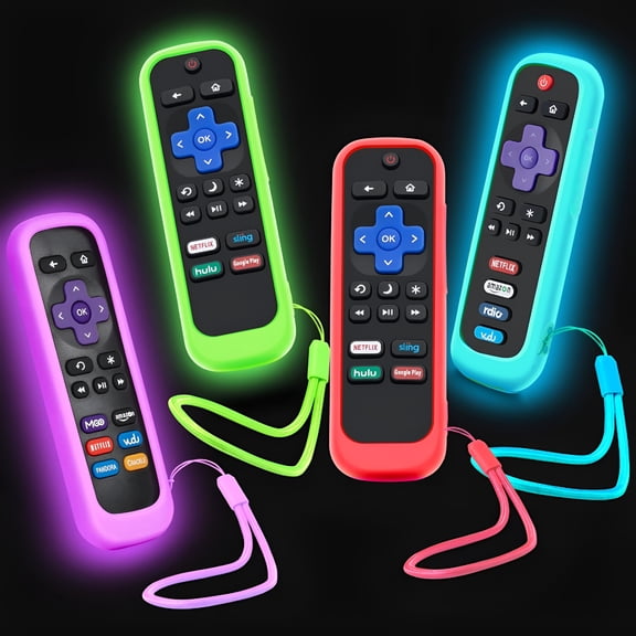 GJX 4Pack Case for Remote, Cover for Tv Streaming Stick/Express Universal Replacement Controller Silicone Sleeve Skin Glow in the Dark Green Sky Purple Red