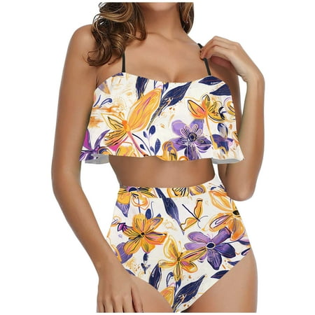 Thong Bikini Sets For Women With Cover Up  Tummy Control Swimwear Strapless One Piece Swimsuit Ruched Bathing Suits for Women Slimming Bandeau Tube Top Bikini