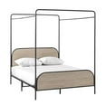 thumbnail image 6 of Pemberly Row Industrial Bent Mid-Century Metal Queen Size Canopy Bed in Oak, 6 of 16