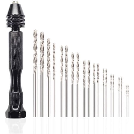 POINTERTECK Hand Drill Bits(20PCS) Micro Mini Twist Drill Bits Set with Precision Hand Pin Vise Rotary Tools for Wood Jewelry Plastic etc (0.6-3.0mm)