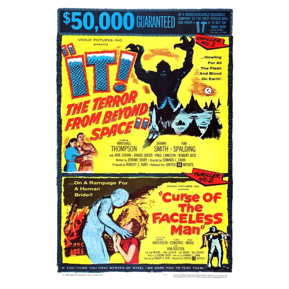 It Terror From Beyond Space Combo Movie Poster 16in x 24in 16x24 Square Adults Western Graphic