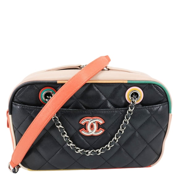 Pre-Owned Chanel Cuba Quilted Leather Camera Crossbody Bag Multicolor