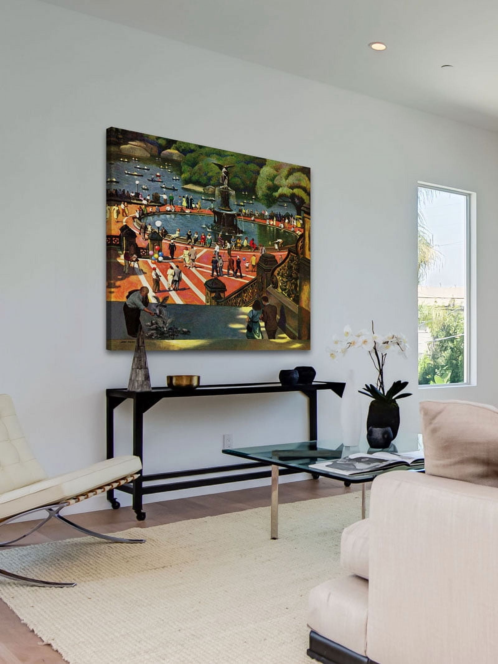 Marmont Hill "Boating in Central Park" by John Falter Painting Print on Canvas