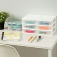 thumbnail image 2 of IRIS USA Small 3-Drawer Desktop Organizer, 2 Pack, Stackable, for Office, School, Stationary, Makeup Organizer, Bathroom, Utility, White, 2 of 6
