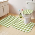 thumbnail image 2 of Green Plaid Bath Mat 3 Piece Bathroom Rug Set, Gradient Geometric Buffalo White Checkered Non Slip Bath Rug Contour Mat and Toilet Lid Cover, Absorbent Shower Mats Soft Bath Rugs and Mats Sets, 2 of 8