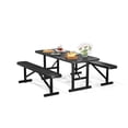 thumbnail image 4 of Awayhome 3-Piece 6ft Metal Outdoor Patio Picnic Table Set with 2 Backless Benches&Umbrella Hole,Balck, 4 of 7