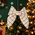 thumbnail image 2 of Christmas Bow Decoration, Holiday Bow, Red and White Checkered Christmas Bow for Door and Gift Wrapping, 15.5 Inch Reusable Festive Bow Accessory, 2 of 4