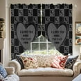 thumbnail image 3 of Swag Curtains Valances for Windows, Gray Black Valentine's Day Short Kitchen Window Curtains Over Sink, Vintage Love Geometric Pattern Cafe Curtains Panel Set Of 2,Rod Pocket, 36 Inches Length, 3 of 8