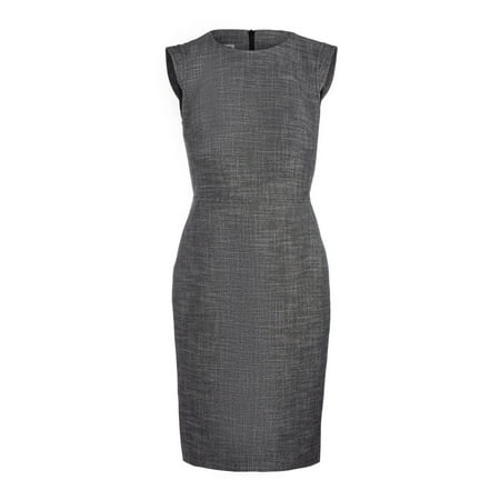 Anne Klein Women's Dress Sheath Pocket Front Tweed Gray 16