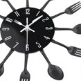 thumbnail image 4 of ZHAOCHENG Reloj de cocina con espejo y cuchara y tenedor, adhesivo 3D extraíble para decoración del hogar, 30 x 30 x 4 cm, color negro, 4 of 5