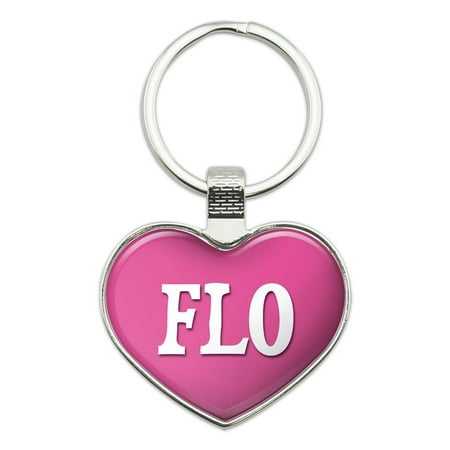 Flo I Love Name Heart Metal Key Chain
