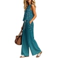 thumbnail image 6 of Sheghy Linen Sets for Women 2 Piece Plus Size Women All Over Print Crew Neck Sleeveless Top & Wide Leg Pocket Long Pants 2 Piece Outfit, 6 of 6