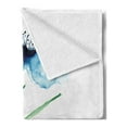 thumbnail image 2 of Watercolor Flower Soft Flannel Fleece Throw Blanket, Cornflower Summer Botanic Floral Blooming Plants Print, Cozy Plush for Indoor and Outdoor Use, 50" x 70", Navy Blue White Green, by Ambesonne, 2 of 5