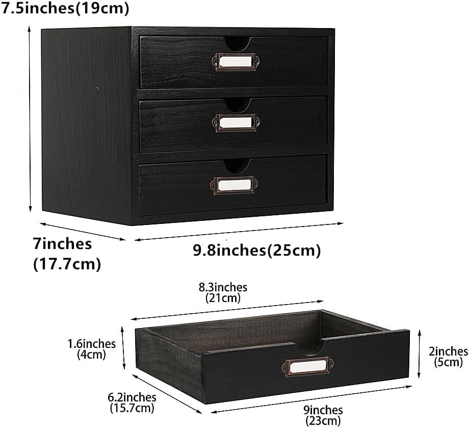 Wooden Storage Box Rustic Desktop Organizer With 2 Jamaica - View #3