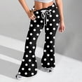 thumbnail image 6 of Women's Fashion Loose Drawstring Waist Polka Dot Printed Casual Sports Flared Pants, Elastic Joggers Sweatpants, Stylish Yoga Pants for Women,Black,2XL, 6 of 8
