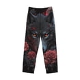thumbnail image 6 of Uemuo Rose Full Moon Black Wolf Pattern Men's Wide Leg Palazzo Lounge Pants with Pockets Light Weight Loose Comfy Casual Pajama Pants-Medium, 6 of 9