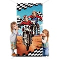 thumbnail image 2 of Fondo de tela grande para fotos de motocross, pancarta colgante para puerta, decoración con cuerda, marco de fotos, divertido juego de fiesta familiar, suministros de recuerdo, 70,9 x 35,4 pulgadas, 2 of 9