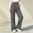 thumbnail image 4 of Kinrui Straight Leg Sweatpants for Petite Women Baggy Lounge Elastic Waist Pants Comfy Cute Fall Trousers Dark Gray S, 4 of 7