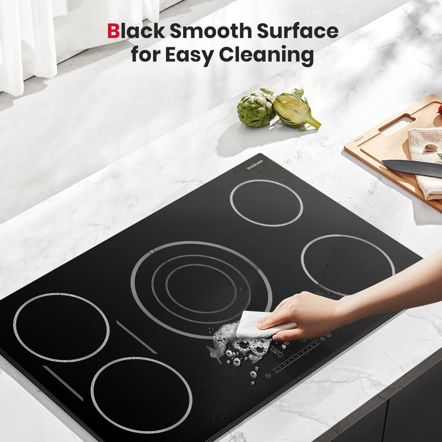 Gasland Chef 36in. 5 Elements Radiant Electric Cooktop in Black with Tri-Ring Element and Bridge Element
