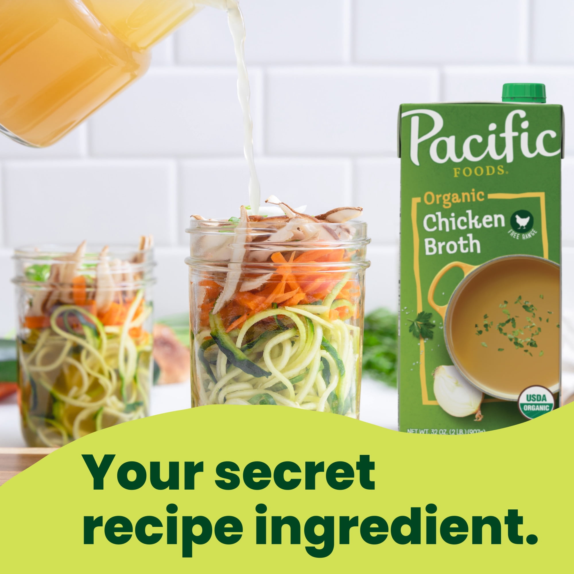 (2 pack) Pacific Foods Organic Free Range Chicken Broth, 32 oz Carton